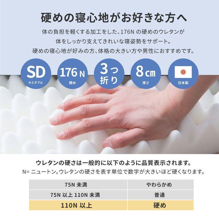 マットレス 高反発 セミダブル 8cm厚 厚手 硬め 折りたたみ 専用ネット付き_2