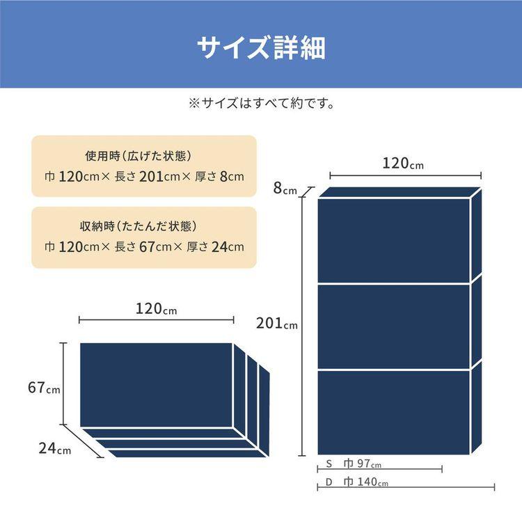 マットレス 高反発 セミダブル 8cm厚 厚手 硬め 折りたたみ 専用ネット付き_9