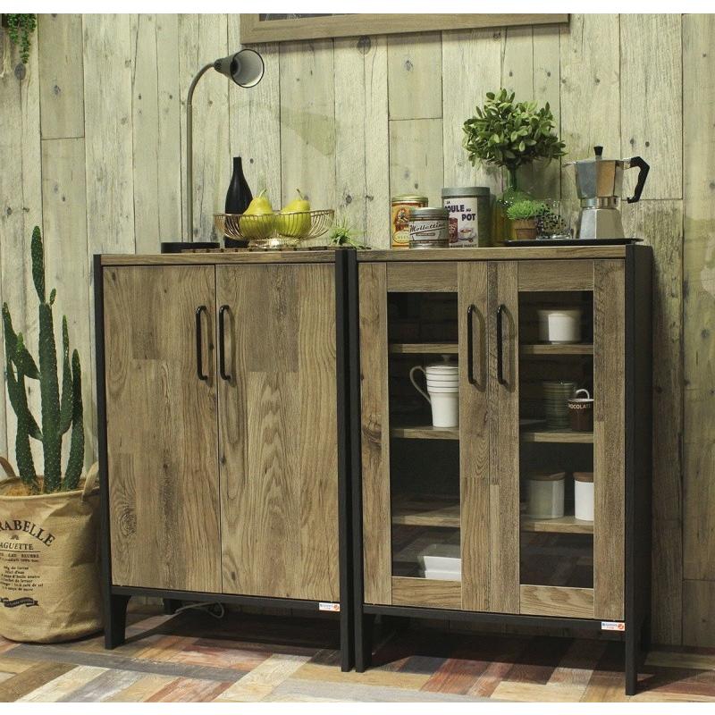 キャビネット 幅58 扉付き アメリカンヴィンテージ風 おしゃれ