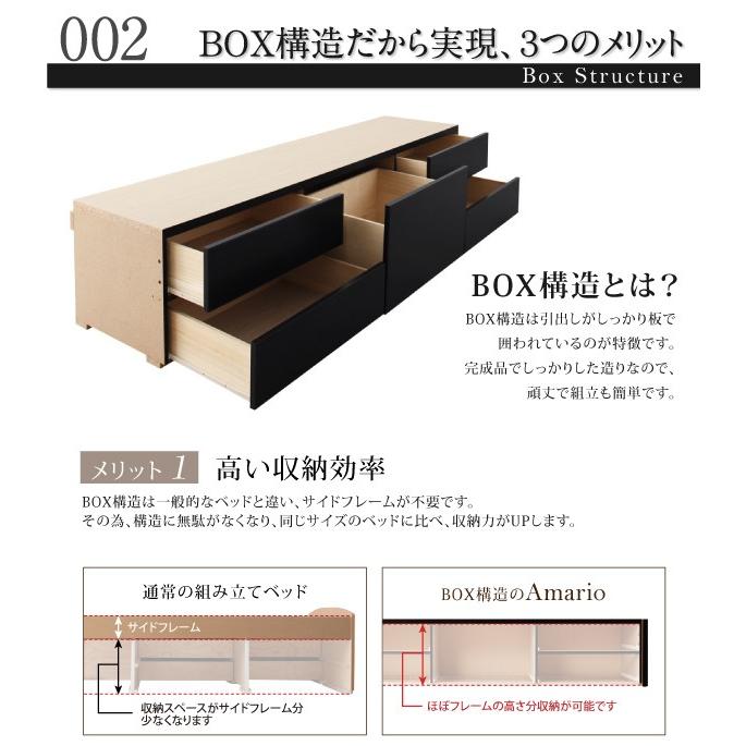 (組立設置付) 大容量収納付きチェストベッド シングルベッド フレームのみ ブラック_6