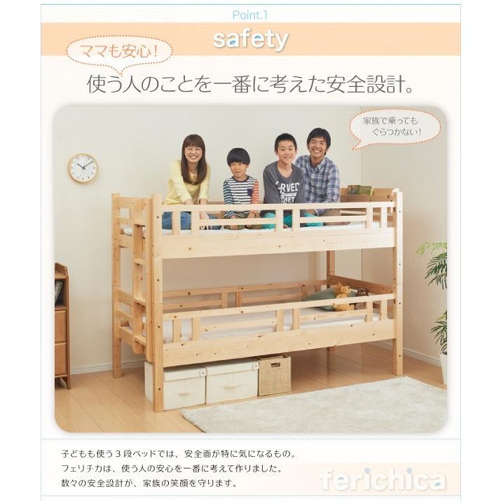 (タイムセール中) 3段ベッド用 ペアセット（シングル×1+キャスター付き×1 頑丈ロータイプ収納式ベッド_3