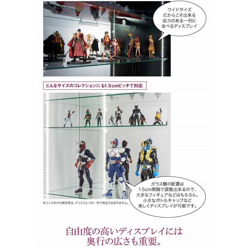 (タイムセール中) コレクションラック 本体 両開きタイプ 高さ96cm/奥行29cm LED対応 黒 白