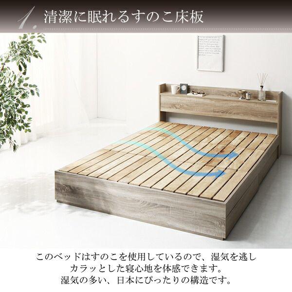 収納付きベッド ダブル ベッドフレームのみ 組立付き_3