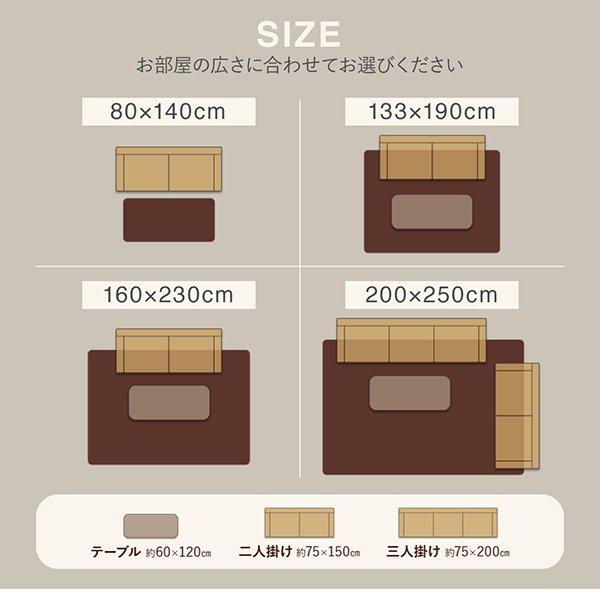 ラグ カーペット おしゃれ トルコ製ウィルトン織 約1.5畳 長方形 133×190cm_12