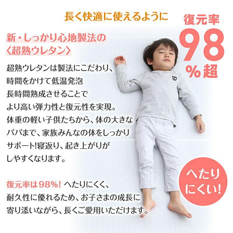 ベッドマットレス 幅200cm 大きいサイズ 3つ折り 厚さ6cm 【全面】