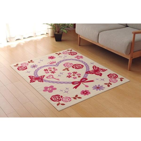 デスクカーペット 子供用 133×170cm エハート柄の画像