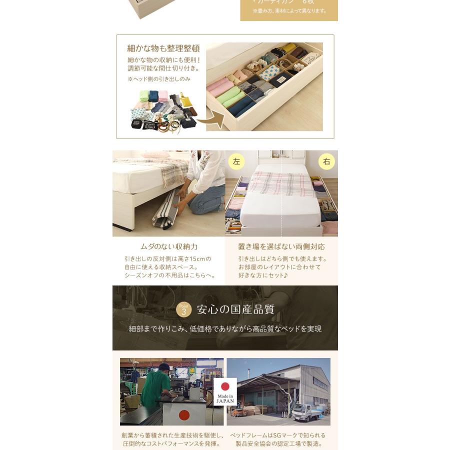 ダブルベッド マットレス付き 海外製ボンネルコイル 収納付き 引き出し付き 木製_5