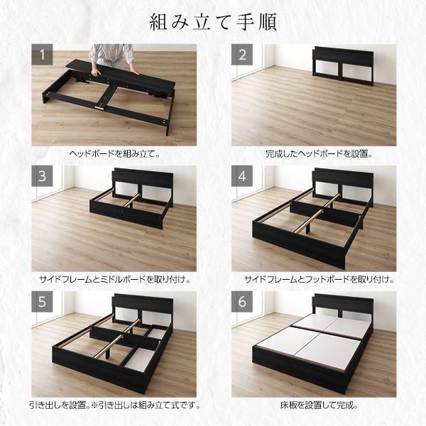 (タイムセール中) ダブルベッド マットレス付き 国産ポケットコイル 収納付き_9