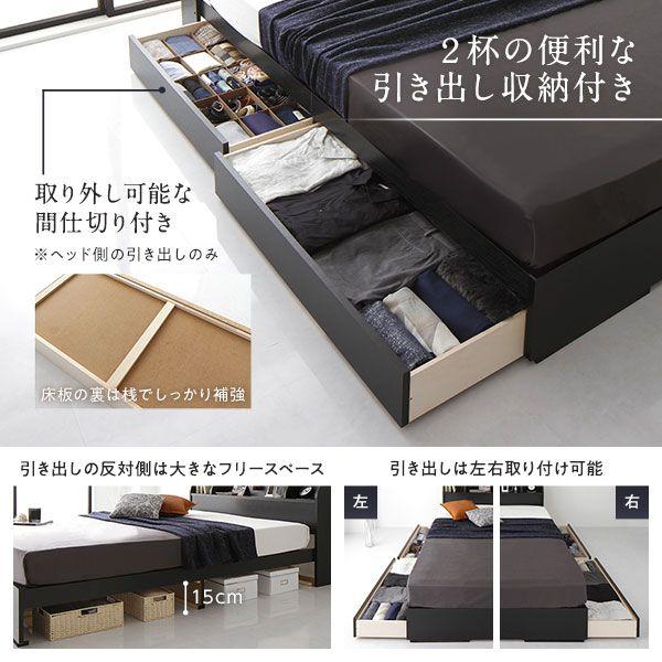 ダブルベッド マットレス付き 海外製ボンネルコイル 引き出し収納付き_7