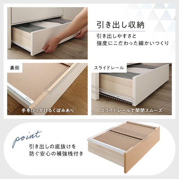 (タイムセール中) (組立設置付き) セミダブルベッド 収納付き ベッドフレームのみ 通常丈 ヘッドレス すのこ_9
