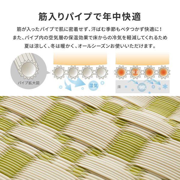 ラグマット 江戸間6帖 約261×352cm おしゃれ い草風 洗える PP柄上敷