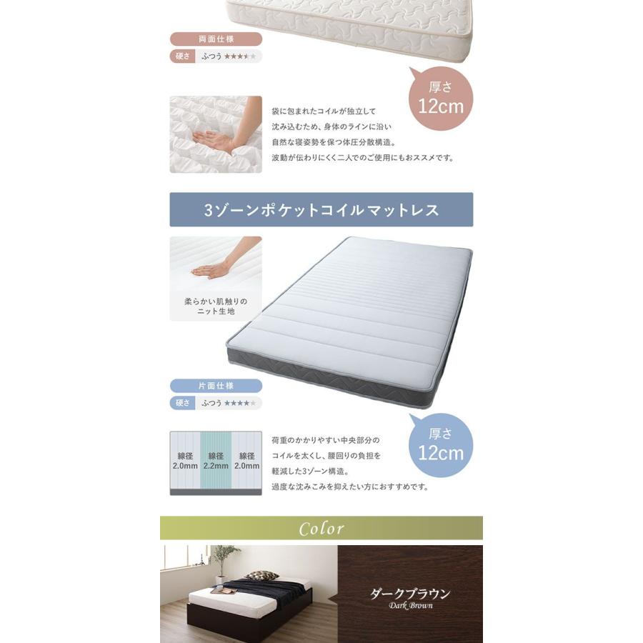 (タイムセール中) セミシングルベッド 3ゾーンポケットコイルマットレス付き 頑丈ボックス収納 引き出し収納2杯 お客様組立