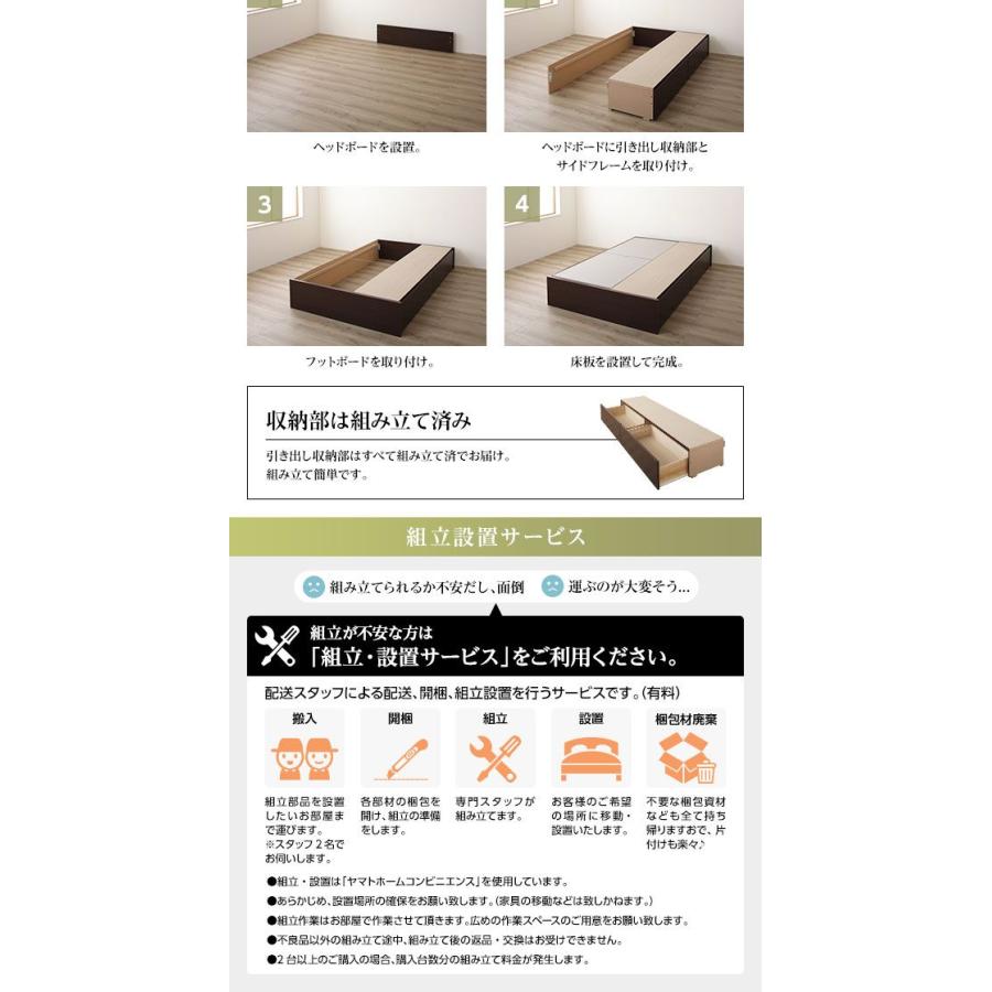 (タイムセール中) セミシングルベッド 3ゾーンポケットコイルマットレス付き 頑丈ボックス収納 引き出し収納2杯 お客様組立