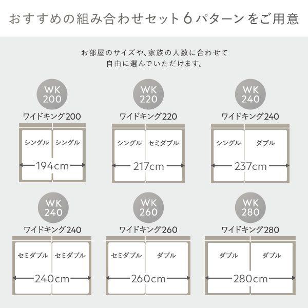 (タイムセール中) ワイドキングサイズベッド ワイドキング200(S+S) マットレス付き すのこ 2層ポケットコイル_5
