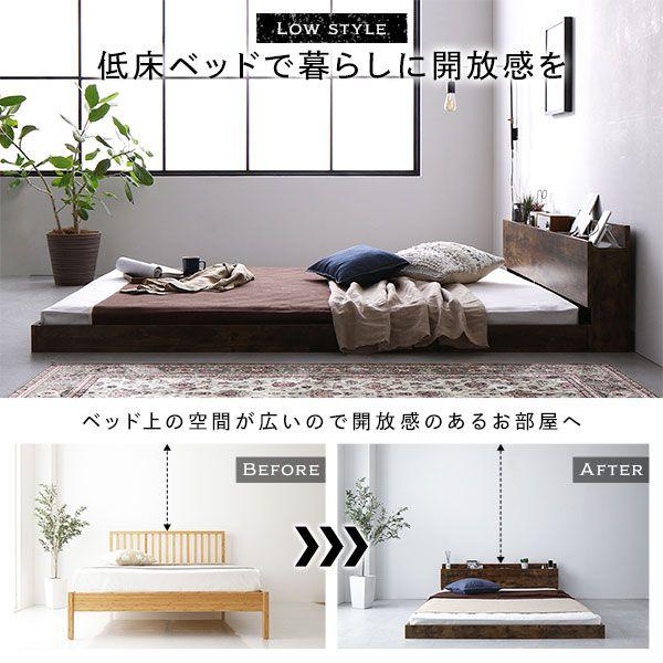 ダブルベッド マットレス付き ボンネルコイル ローベッド すのこ_2