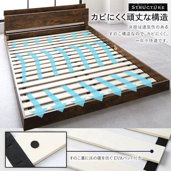 ダブルベッド マットレス付き ボンネルコイル ローベッド すのこ_8
