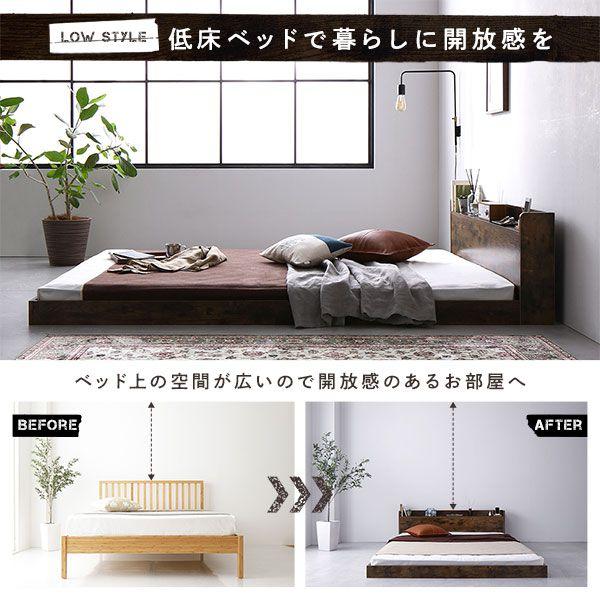ダブルベッド マットレス付き ボンネルコイル ローベッド すのこ_2