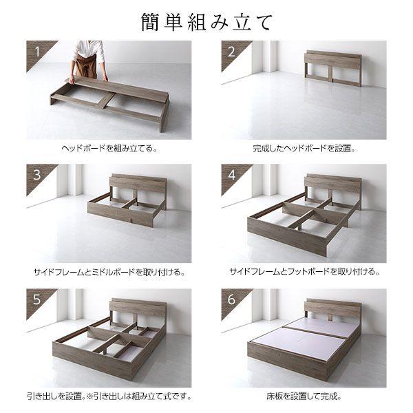 (タイムセール中) ダブルベッド マットレス付き 国産ポケットコイル 収納_9
