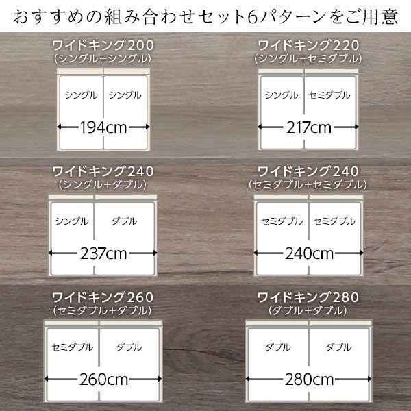 連結ベッド 2台セット WK240(シングル+ダブル) マットレス付き 2層ポケットコイル 収納_1