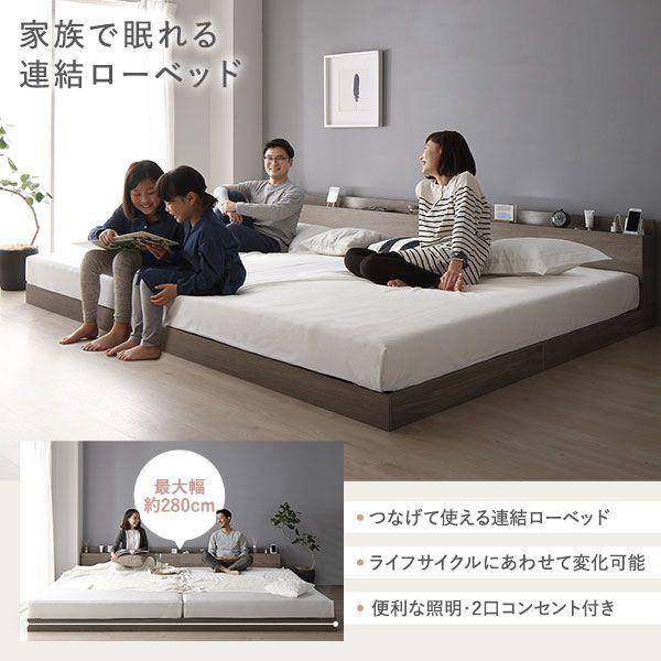 キングサイズベッド キング180(SS+S) マットレス付き LED照明付き ボンネルコイル 連結_2