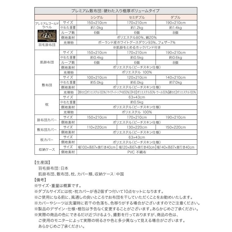 羽毛布団セット ダブル 羽毛ふとん グースダウン93% プレミムゴールドラベル モカブラウン｜hokuoliving｜21