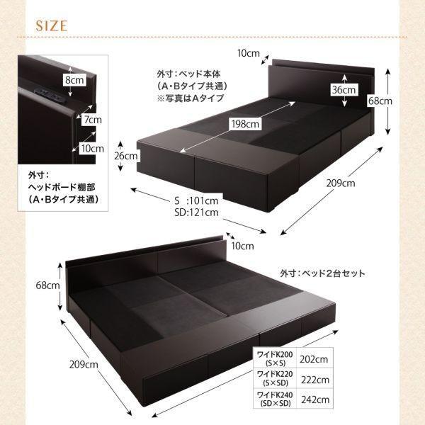 みラッピング無料 (SALE) 収納付きベッド マットレス付き シングル スタンダードボンネルコイル Aタイプ 連結収納ベッド