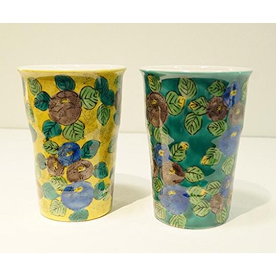 ギフト 九谷焼 ペアフリーカップ 椿 工芸品 陶器 お土産 送料別 :Y511