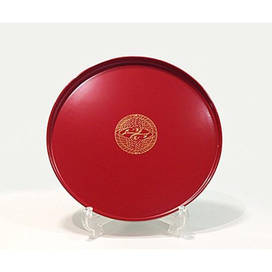 ギフト 輪島塗 丸盆「向鶴沈金」朱 工芸品 漆器 お土産 送料別 : 金沢