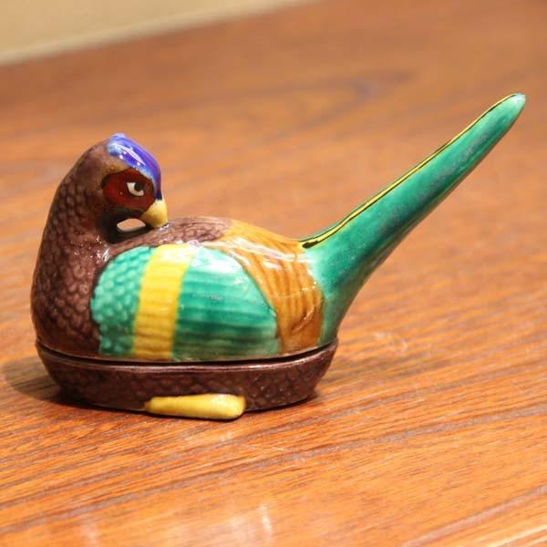 九谷焼 香合 交趾きじ[ボンボニエール・菓子器]