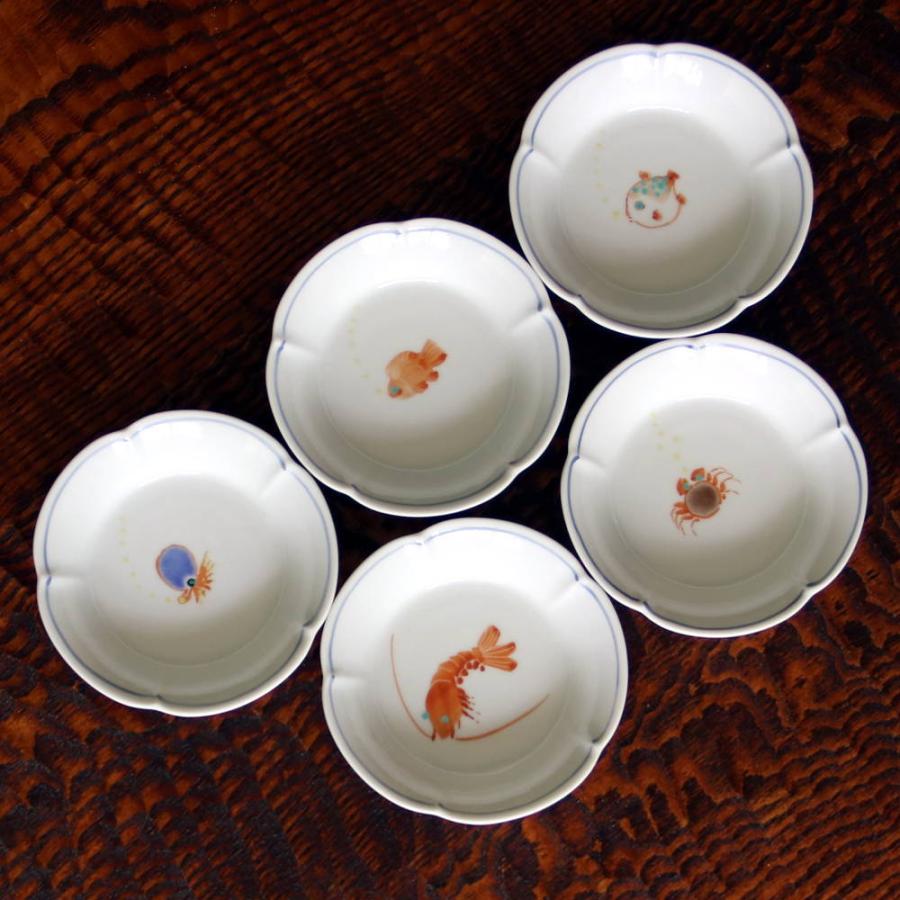 変形皿 蝶 菊 色絵付け 九谷 古伊万里 金彩 5枚組 【公式通販】