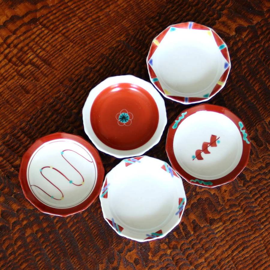 九谷焼 3号小皿揃（5枚セット）赤絵絵変わり : 北山堂 - 通販 - Yahoo