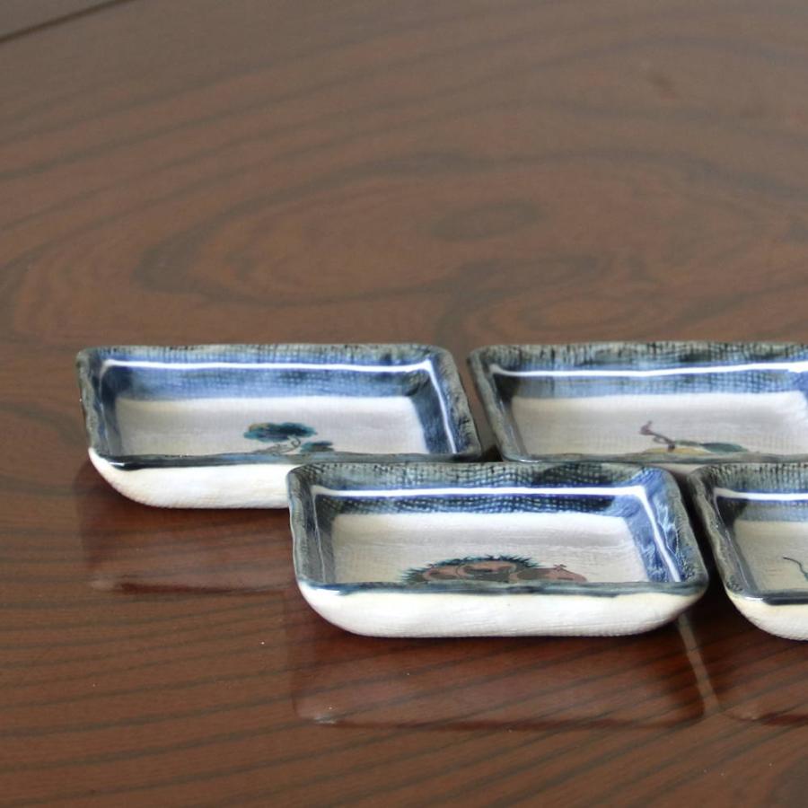 九谷焼 美山窯角小皿揃（5枚セット）野菜絵変わり 31-061 : 北山堂