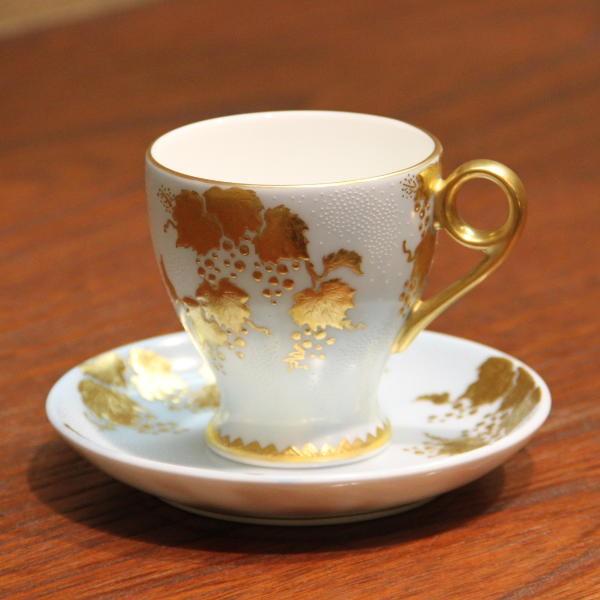 九谷焼 仲田錦玉 九谷焼デミタスコーヒー碗皿（カップ＆ソーサー）白粒