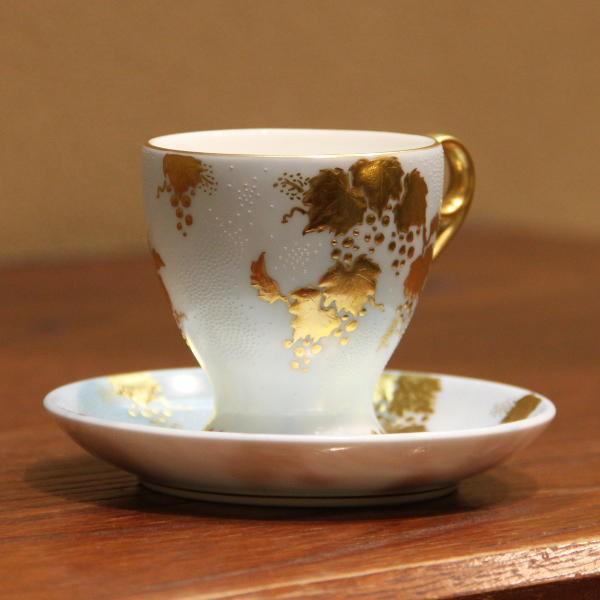 九谷焼 仲田錦玉 九谷焼デミタスコーヒー碗皿（カップ＆ソーサー）白粒