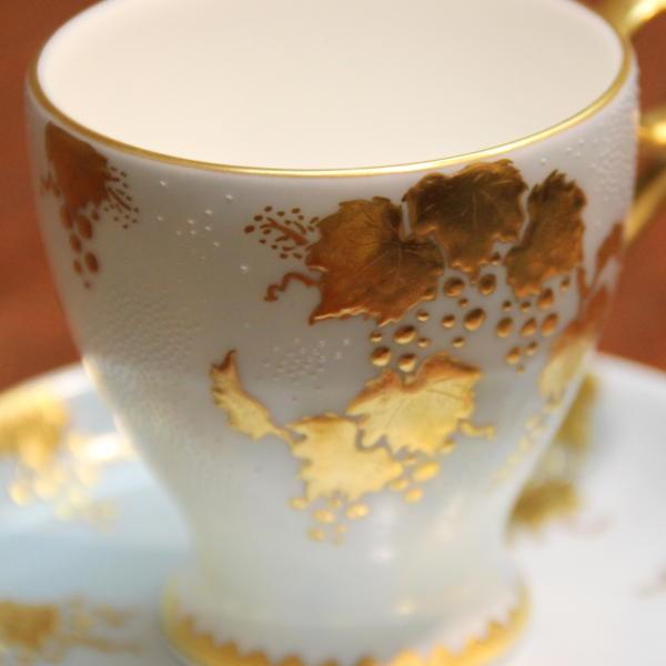 九谷焼 仲田錦玉 九谷焼デミタスコーヒー碗皿（カップ＆ソーサー）白粒