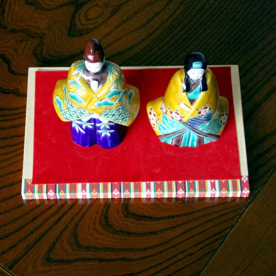 九谷焼ひな人形 清章6.5号立雛人形 青九谷松竹梅