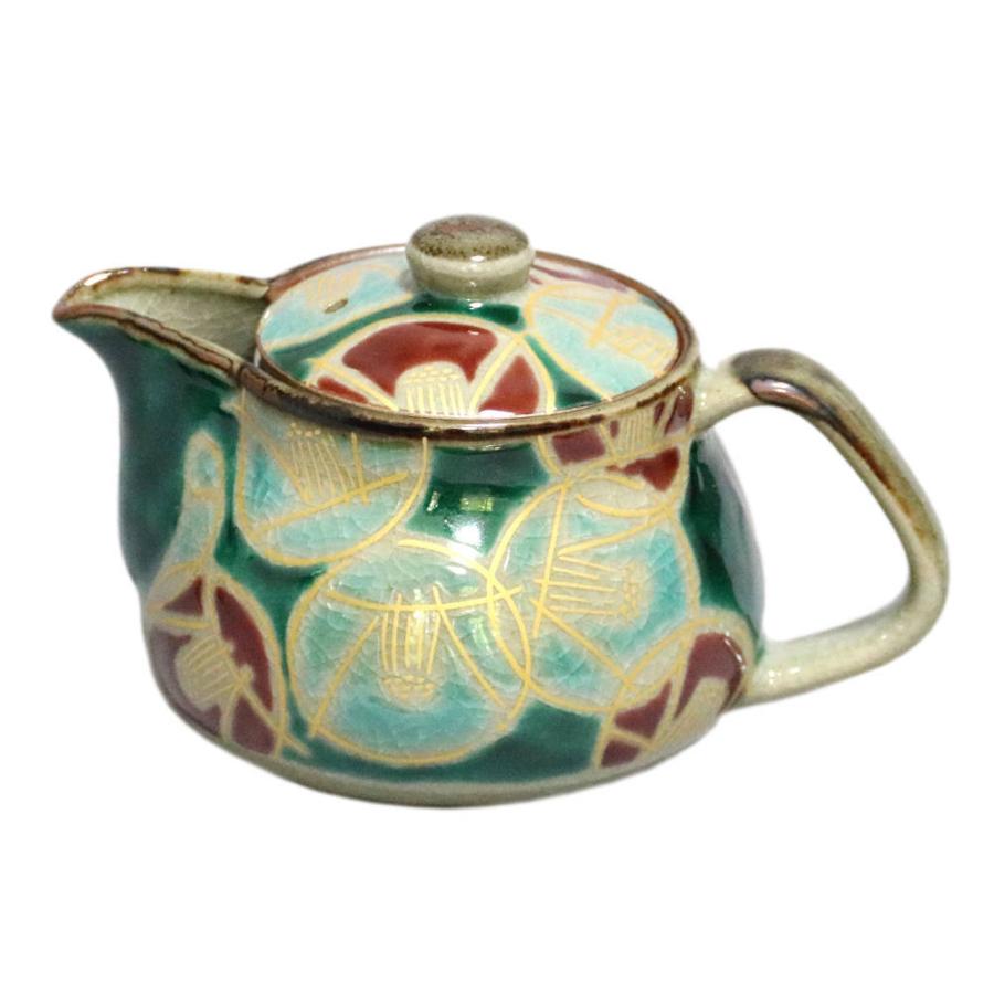 九谷焼 美山窯ポット急須（360ml）金花玉椿 09-150 [取り寄せ商品]