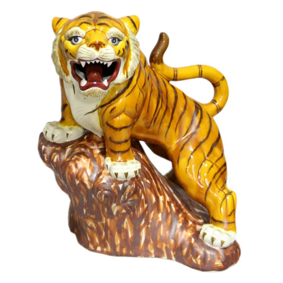 九谷焼 清章 作 寅 虎 置物