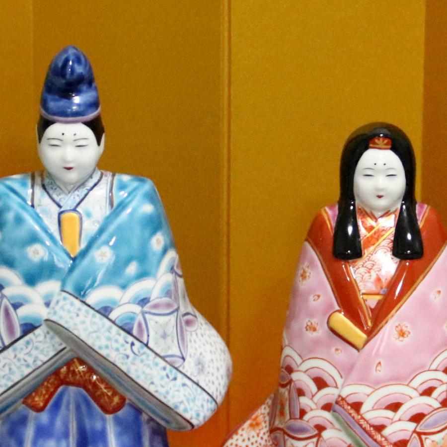 九谷焼 九谷焼ひな人形 一美 8.5号立雛人形 青九谷青海波 : 北山