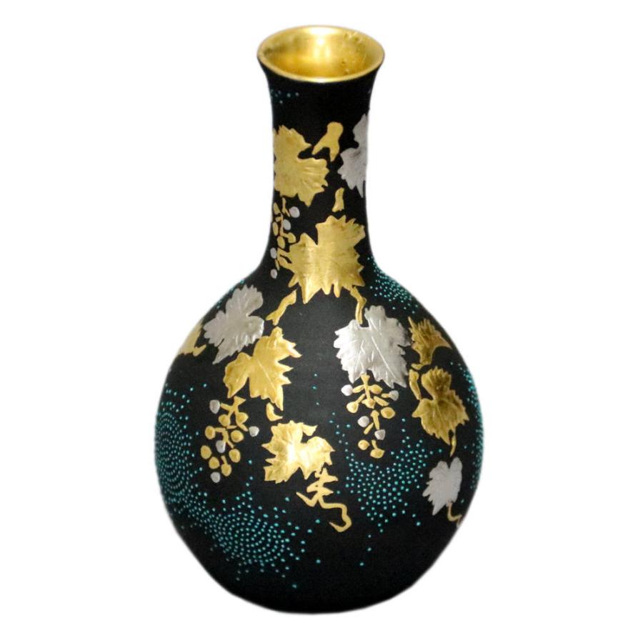 仲田錦玉 九谷焼2 5号鶴首花入 白金 プラチナ 盛葡萄 青粒 北山堂 通販 Yahoo ショッピング