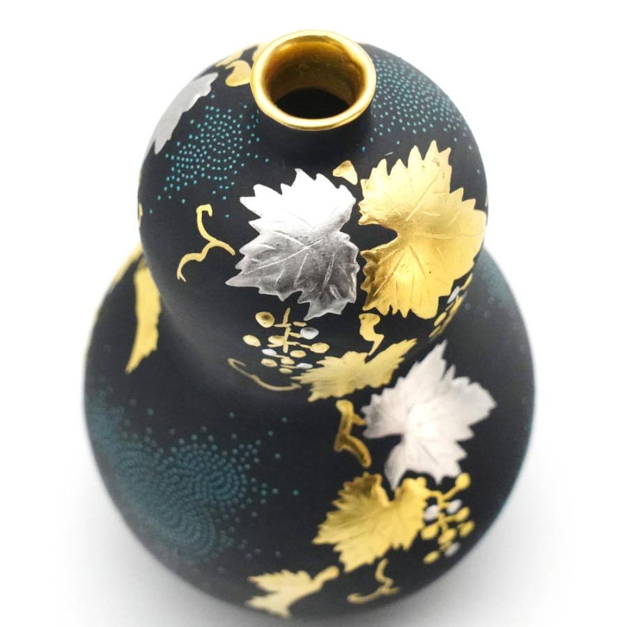 高岡銅器 銅製花瓶　蓬莱　天目色　敷板付　102-11 - 1