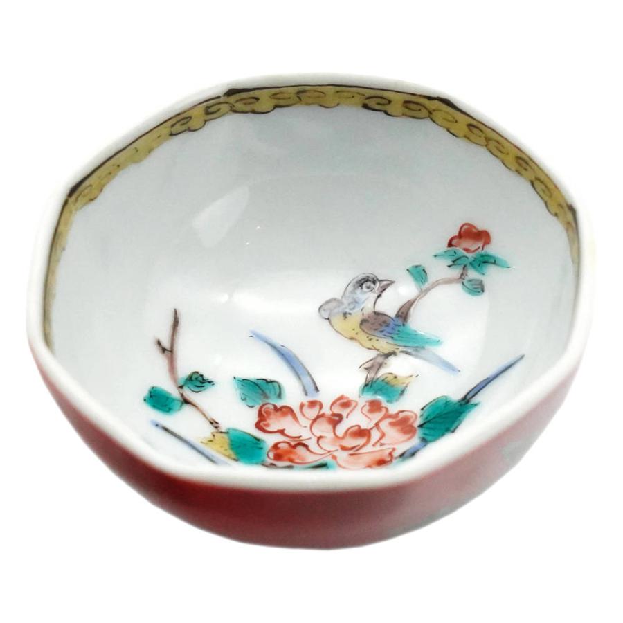 三ツ井為吉 九谷焼八角朱巻盃 牡丹に鳥 : 10011312 : 北山堂 - 通販 