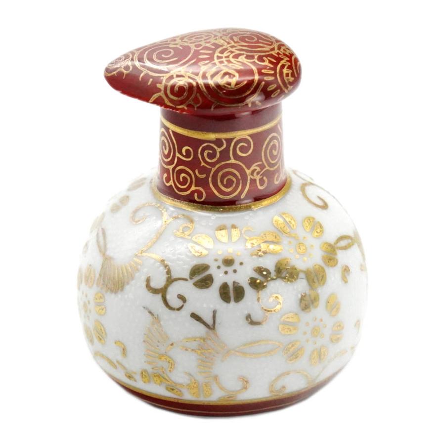 焼き物　醤油瓶　壺　花瓶にも？Japan ceramic shouyu jar 有田焼 陶芸家 藤井錦彩作】有田焼美術品 染錦唐草牡丹割鶉雀絵飾り
