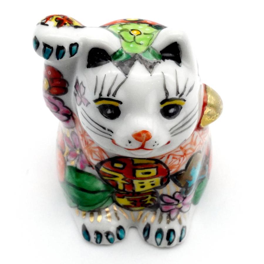 九谷焼 招き猫（右手金運招き猫）2.5号花詰 : 北山堂 - 通販 - Yahoo