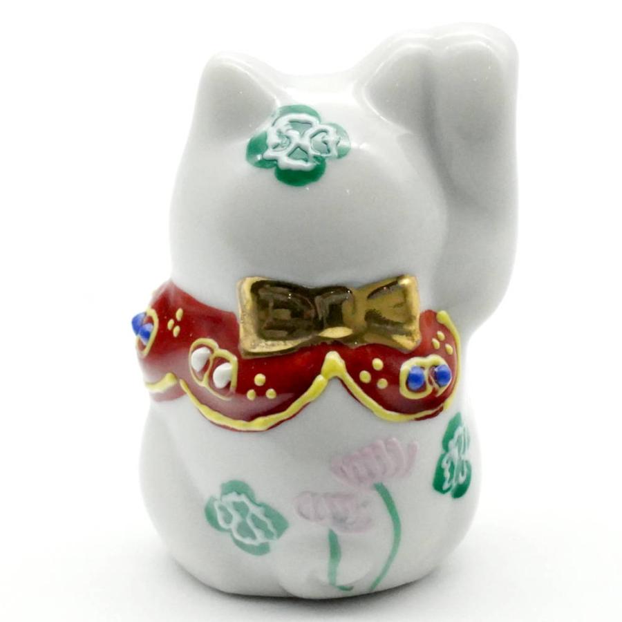 希少！九谷焼 八幡窯 招き猫 右手＆左手挙げ2体セット 陶器製 置物