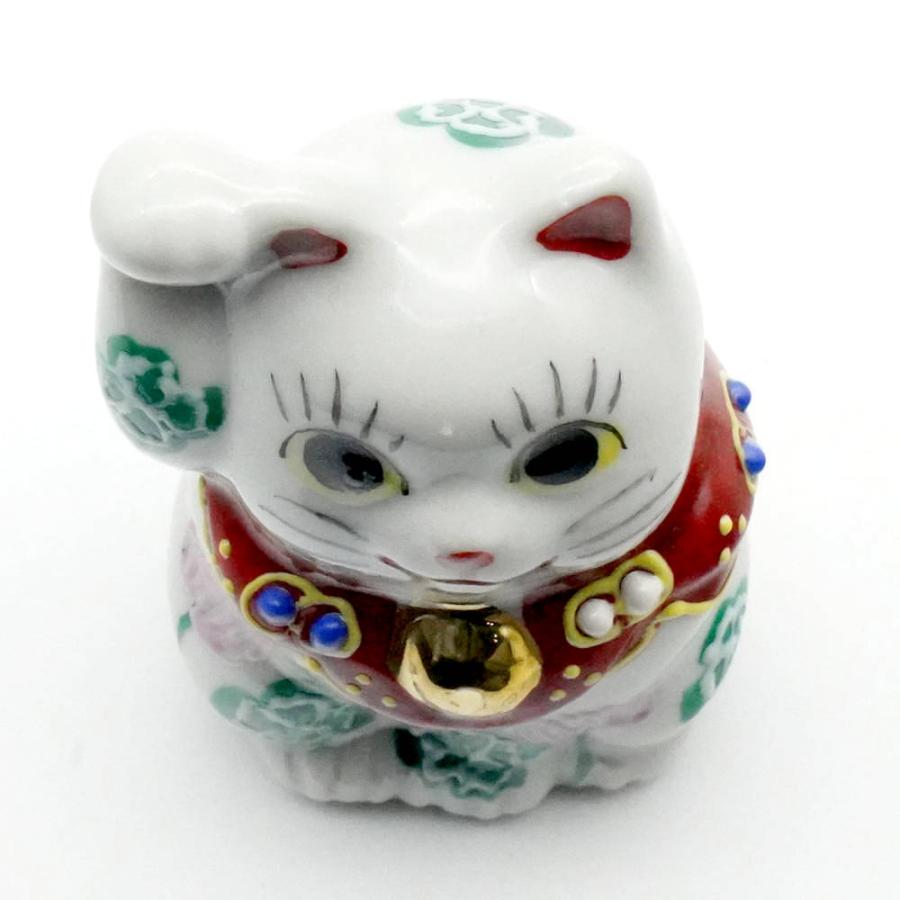希少！九谷焼 八幡窯 招き猫 右手＆左手挙げ2体セット 陶器製 置物
