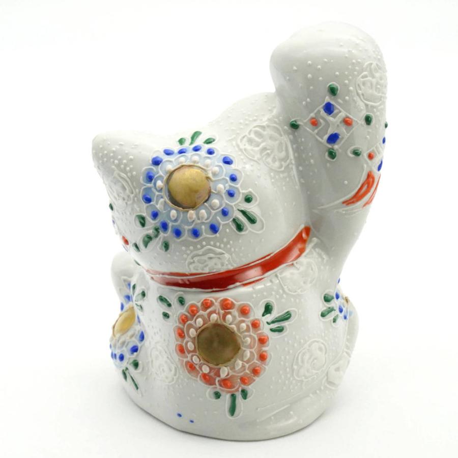 九谷焼 招き猫（右手金運招き猫）4.5号太腕 白盛A : 北山堂 - 通販