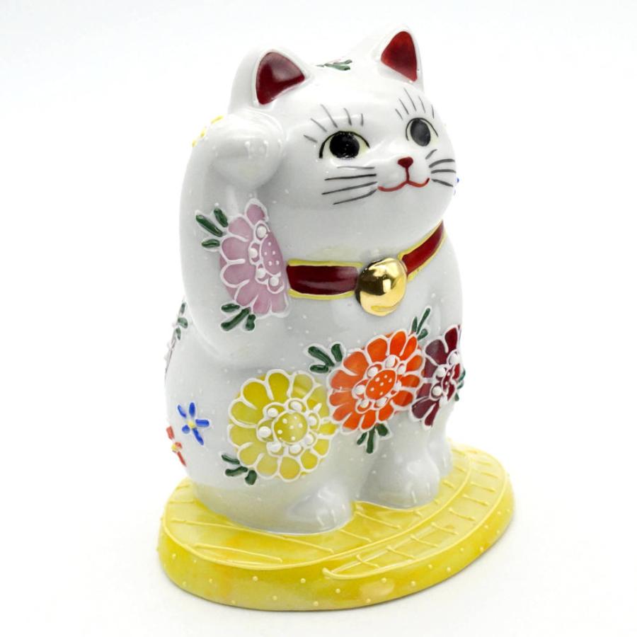 希少！九谷焼 八幡窯 招き猫 右手＆左手挙げ2体セット 陶器製 置物