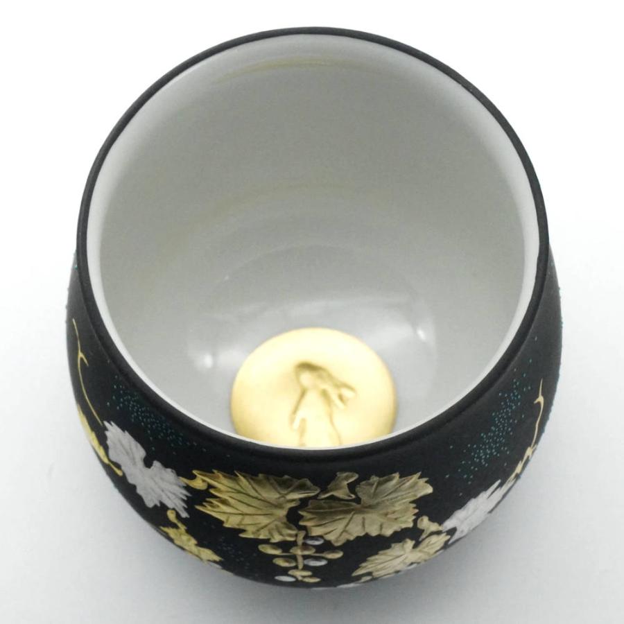 仲田錦玉 九谷焼丸湯呑み 白金盛（プラチナ盛）葡萄 青粒 月に兎 10011935_3