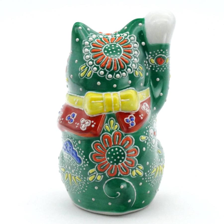 九谷焼 招き猫（右手金運招き猫）4号緑盛 : 北山堂 - 通販 - Yahoo